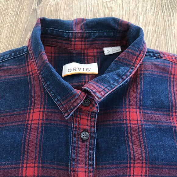Orvis Womens Long Sleeve Button Up Flannel Shirt Size Small Work Hiking Fishing - Picture 6 of 12